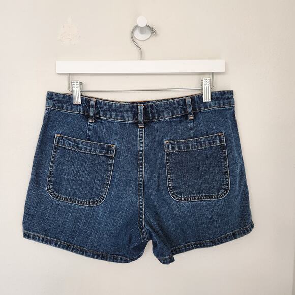 Y2K Old Navy Blue Jeans Mid Rise Denim Shorts 100% Cotton Utility Pockets 6/8 - Picture 4 of 8